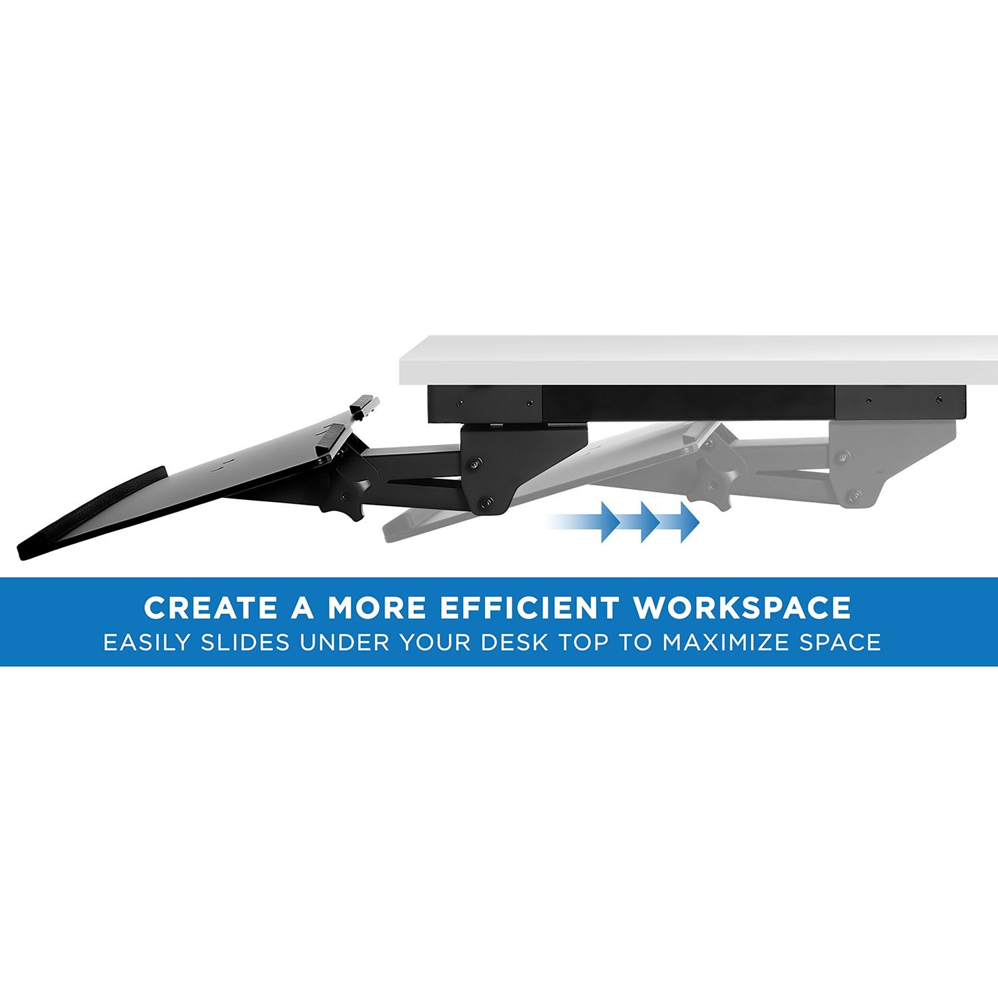 MountIt Under Desk Computer Keyboard and Mouse Tray, Black (MI7135