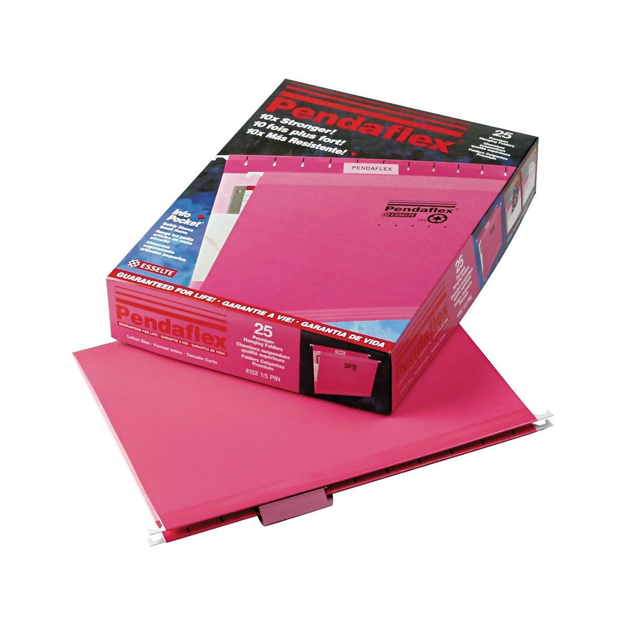 Pendaflex Reinforced Hanging File Folders, 1/5 Tab, Letter Size, Pink ...