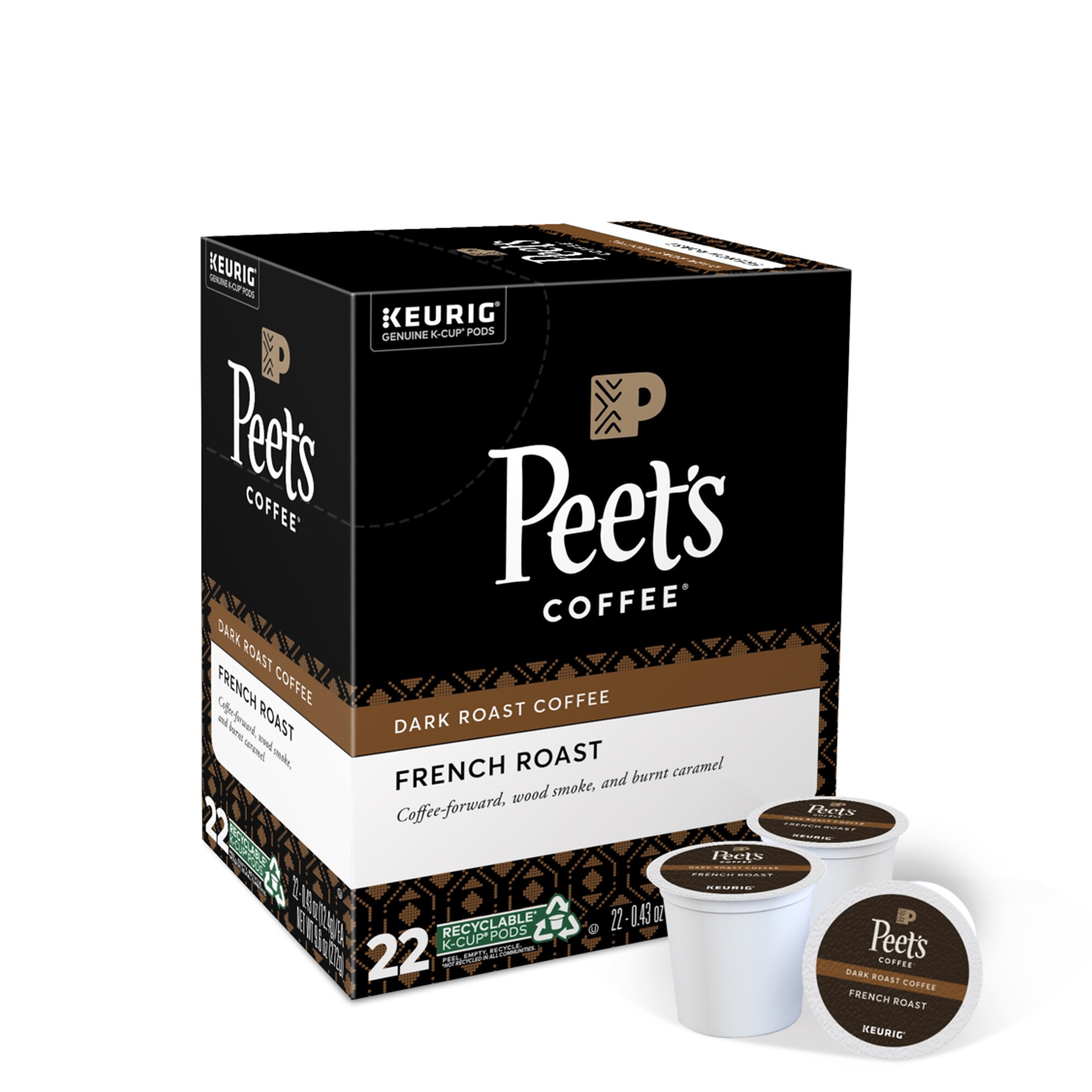 Peet's Coffee French Roast, Keurig KCup Pods, Dark Roast, 22/Box