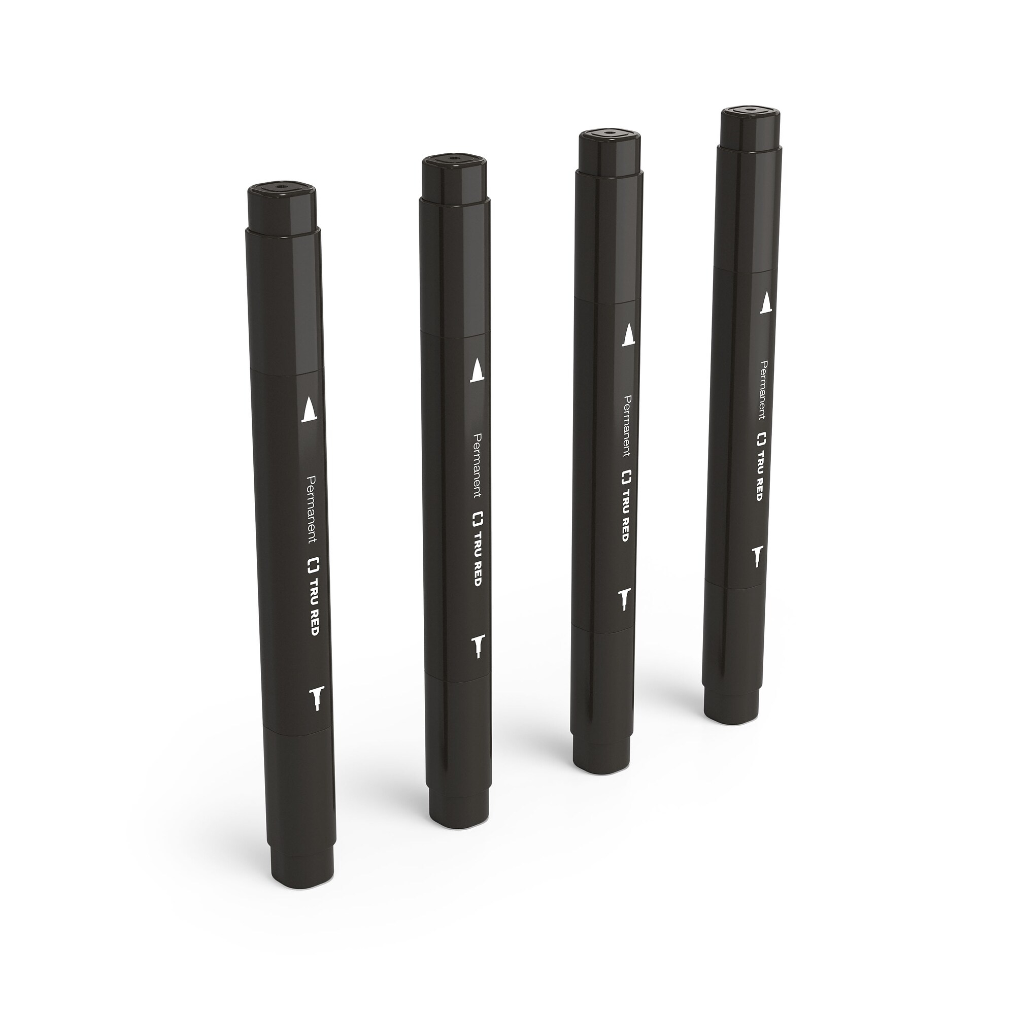 TRU RED Pen Permanent Markers, Twin Tip, Black, 4/Pack (TR57829) Quill Best Deals and Price