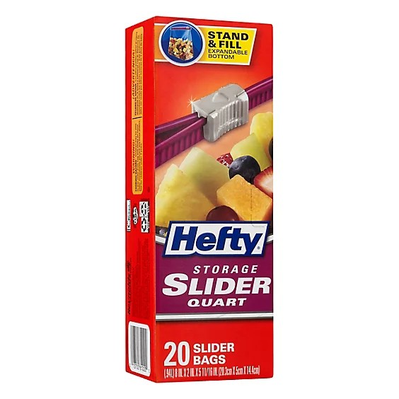 Hefty Slider Storage Bags, Quart Size, 40 Count Pack of 3, 120