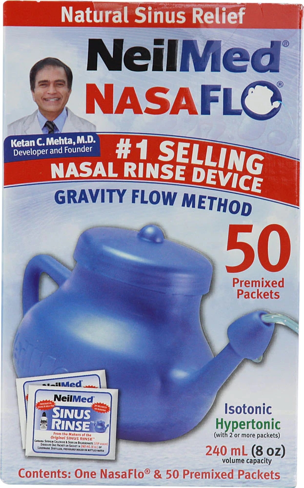 NasaFlo® Neti Pot with 50 Premixed Packets 1 Neti Pot Best Deals