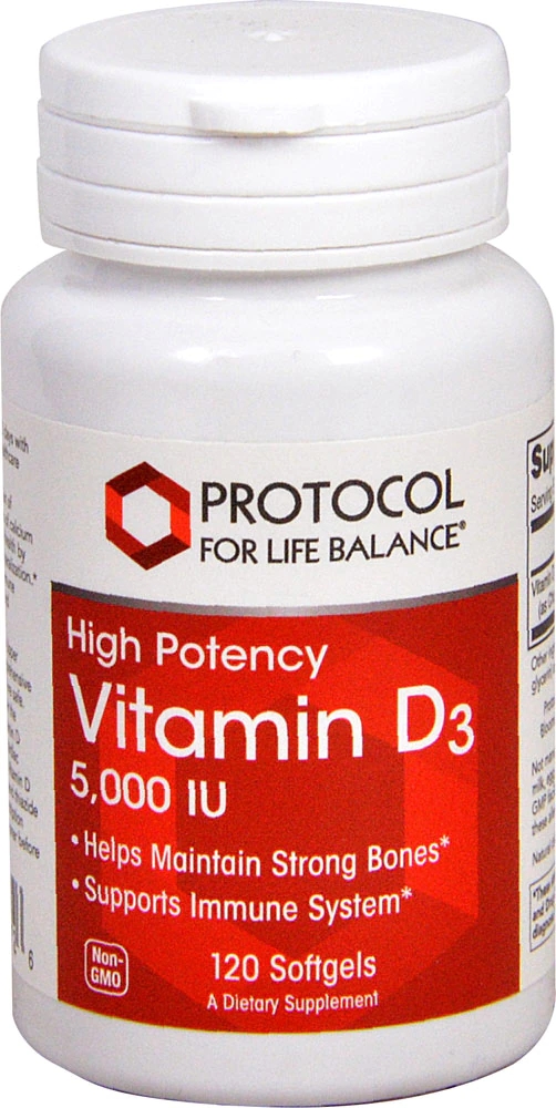 Protocol For Life Balance Vitamin D3 High Potency 5000 IU 120