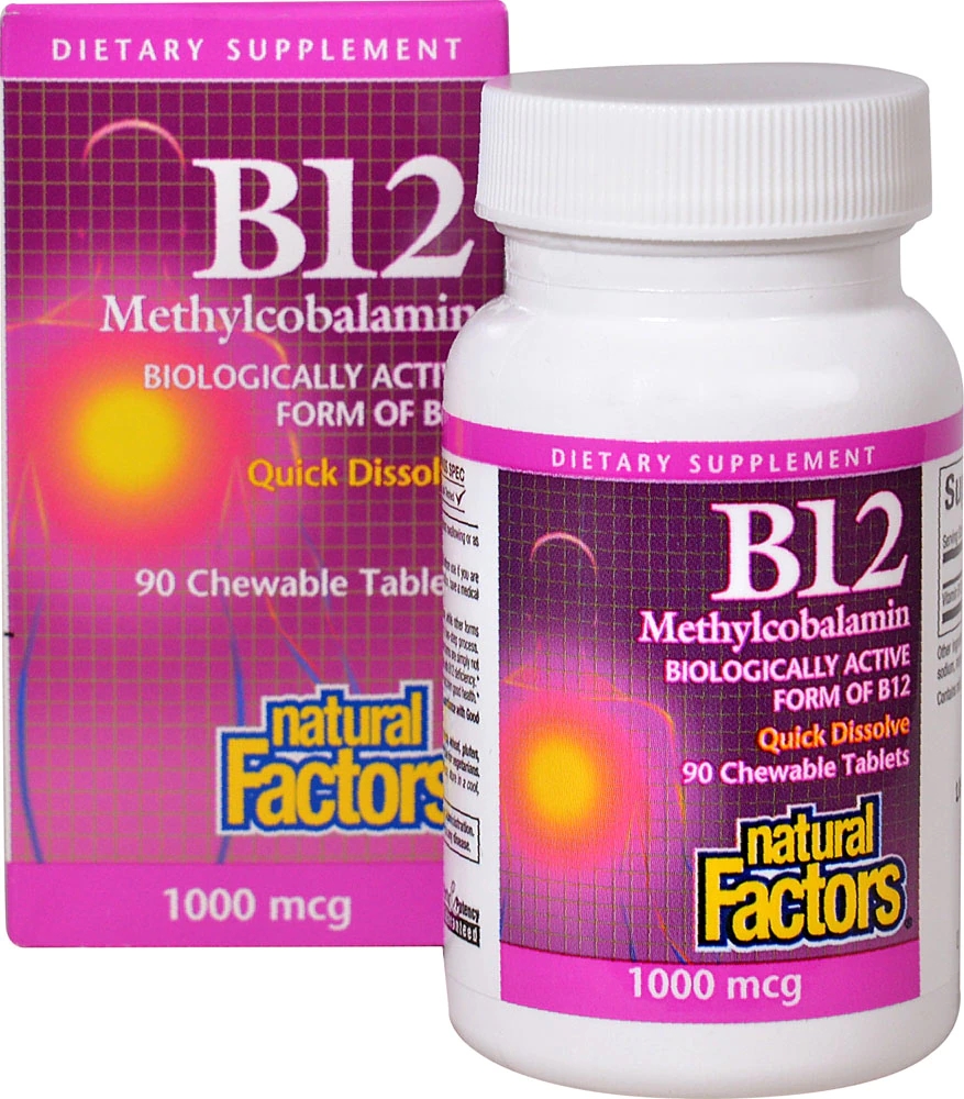 Natural Factors B12 Methylcobalamin 1000 Mcg - 90 Chewable Tablets Best ...