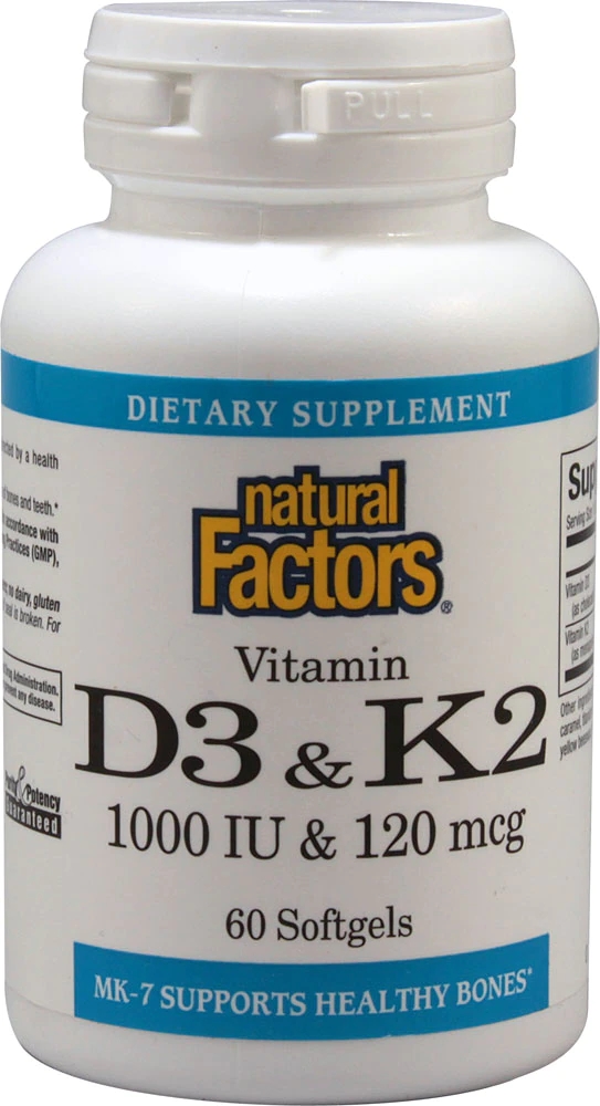 Natural Factors Vitamin D3 & K2 60 Softgels Best Deals and Price
