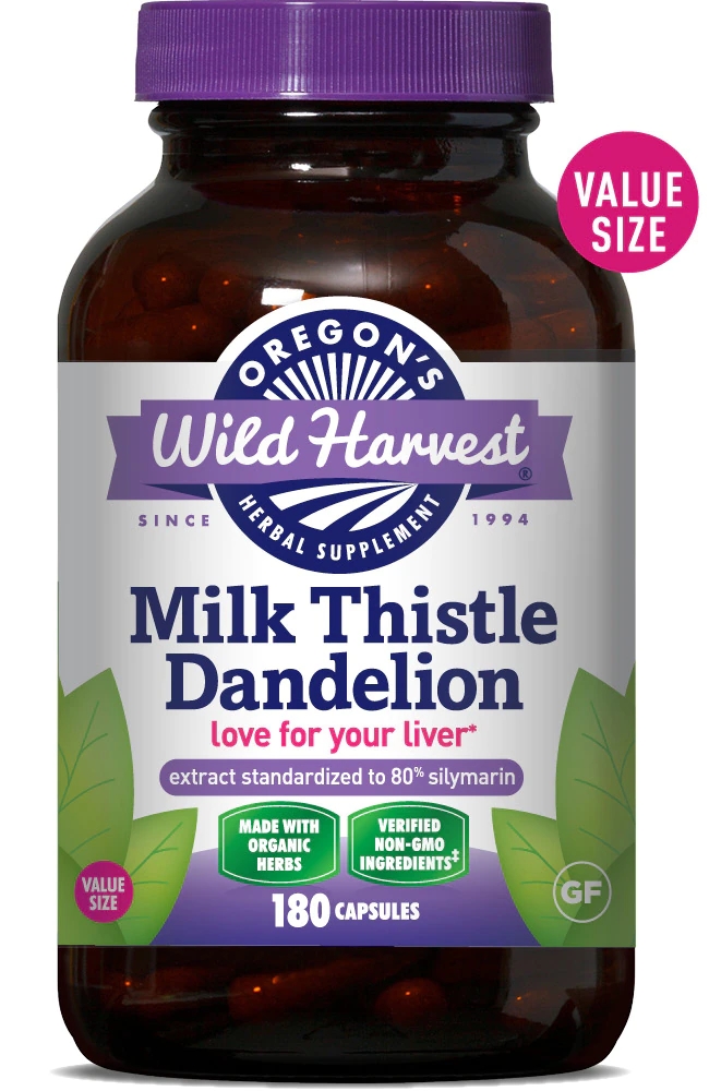 Oregons Wild Harvest Milk Thistle Dandelion Organic 180 Vegan Capsules