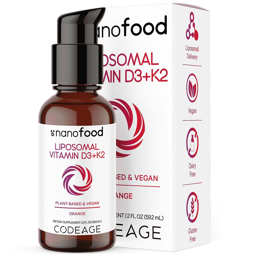 Codeage Plant Based Vitamin D3 + K2 Liquid Drops - Sugar-Free - Vegan ...