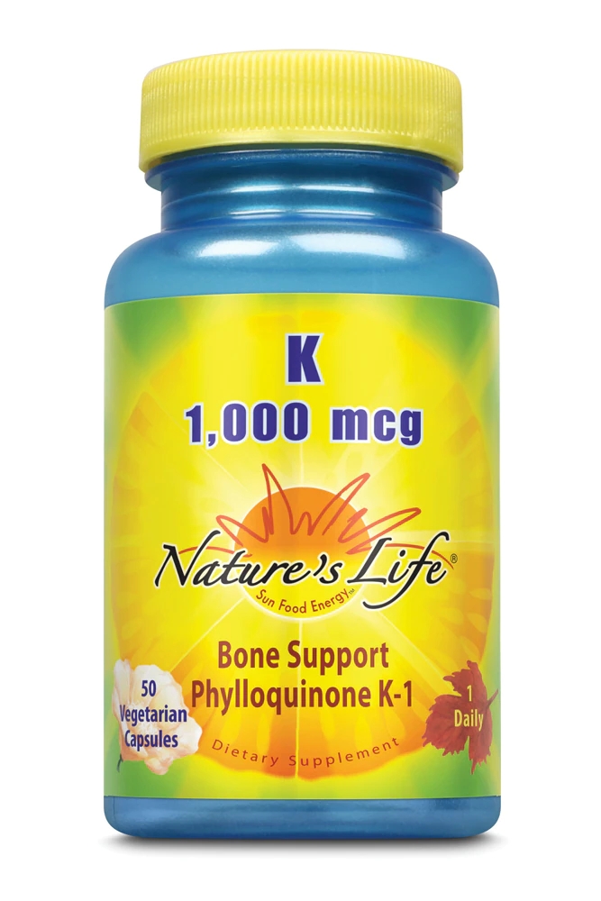 Nature's Life Bone Support K-1 Phylloquinone 1000 mcg - 50 Vegetarian ...