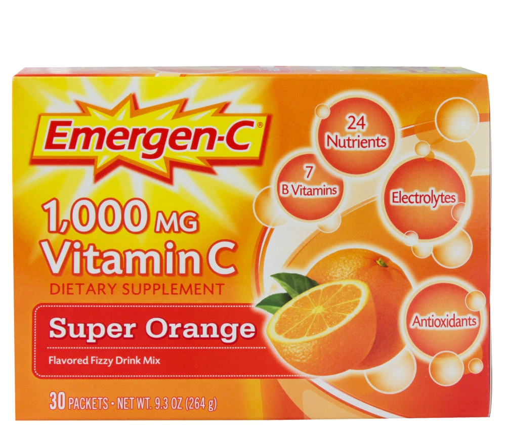 EmergenC Vitamin C Fizzy Drink Mix Super Orange 1000 mg 30 Packets