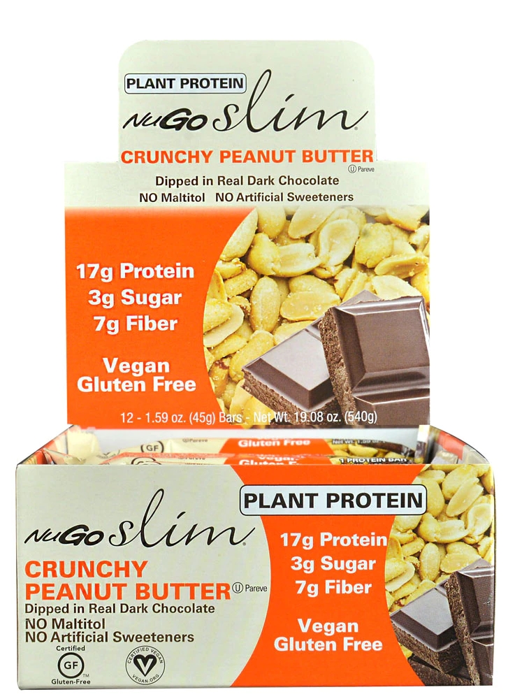 NuGo Nutrition NuGo Slim Bars Gluten Free Crunchy Peanut Butter 12 Bars