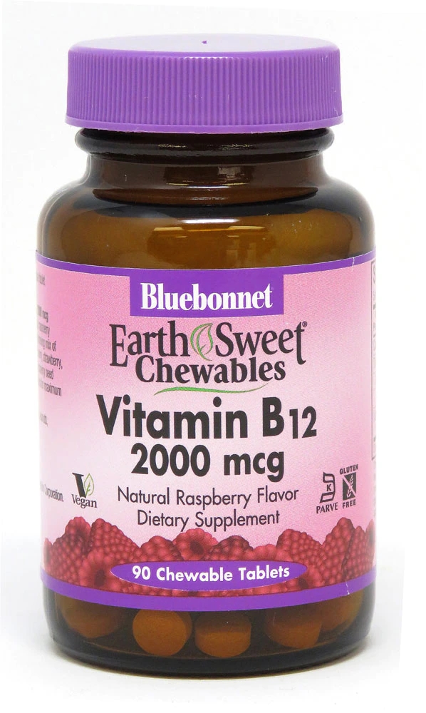 Nutrition EarthSweet Chewables Vitamin B12 Natural Raspberry 2000 mcg 90 Chewable