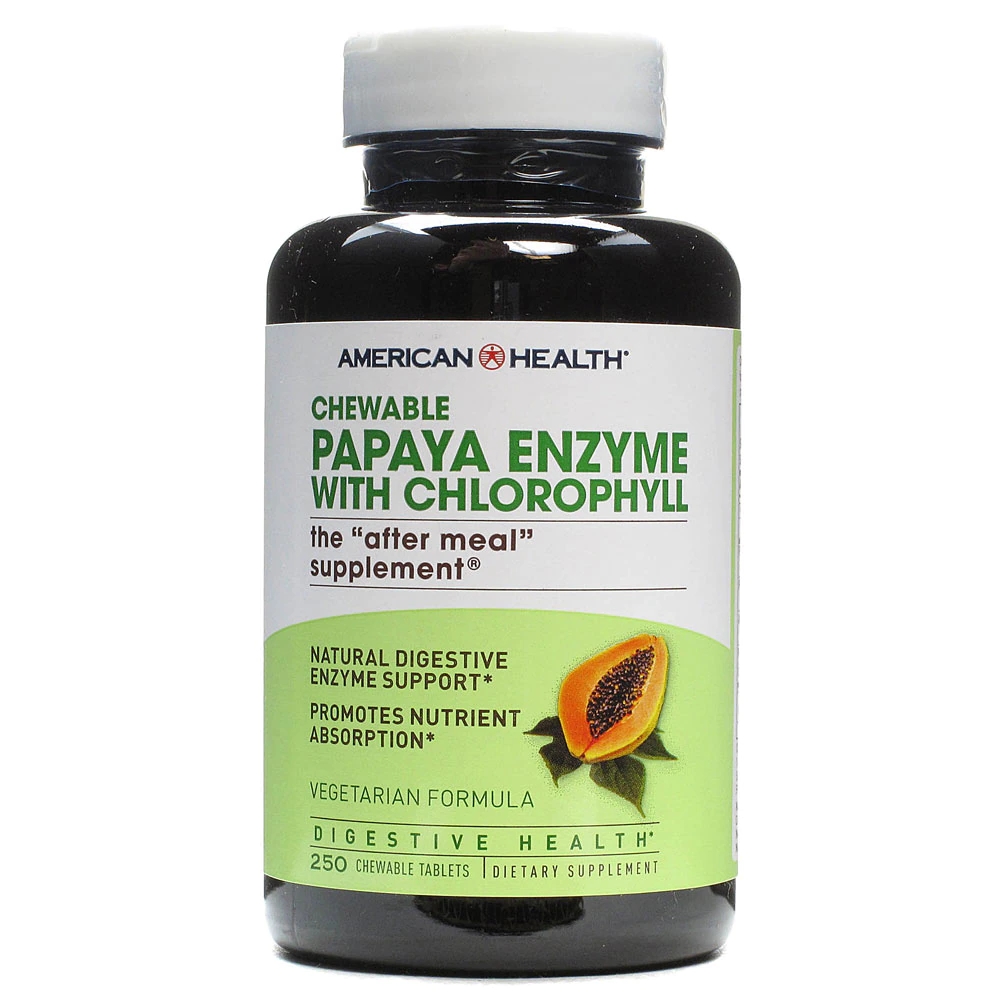 American Health Papaya Enzyme with Chlorophyll Chewable 250 Chewable