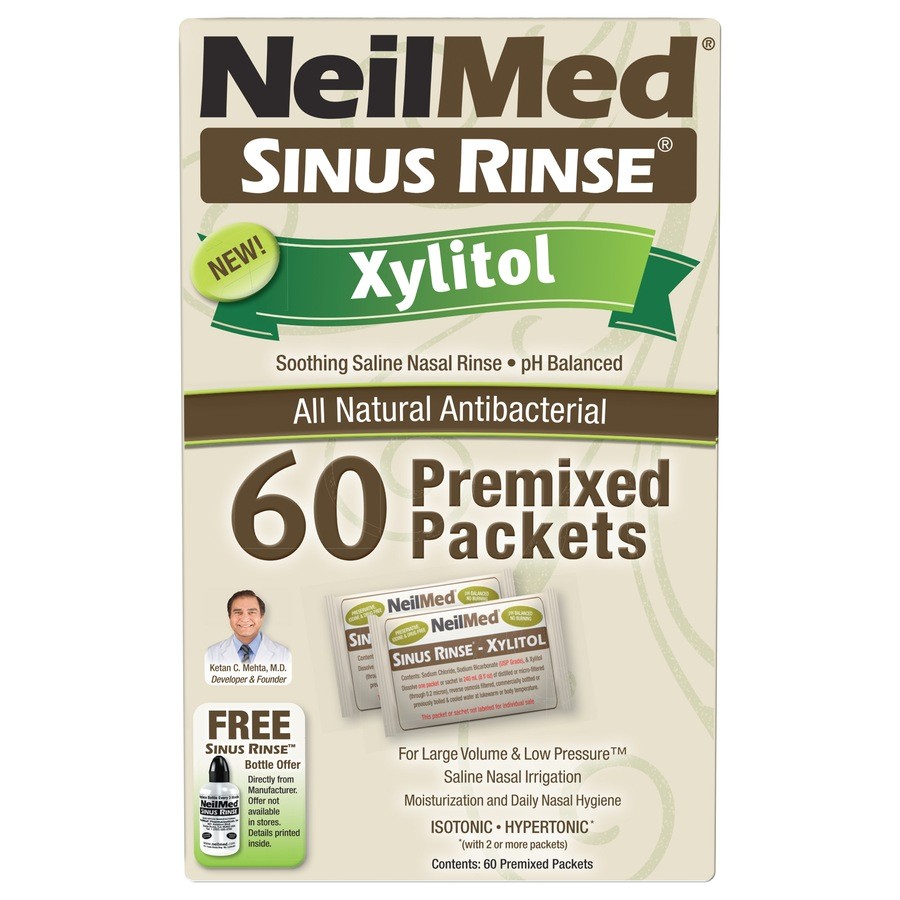 NeilMed Sinus Rinse Premixed Refill Packets With Xylitol, 60ct