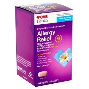 CVS Health 24HR Non Drowsy Allergy Relief Fexofenadine HCl Tablets, 90 ...