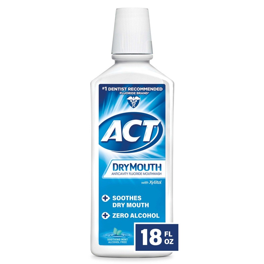 ACT Dry Mouth Anticavity ZeroAlcohol Fluoride Mouthwash with Xylitol