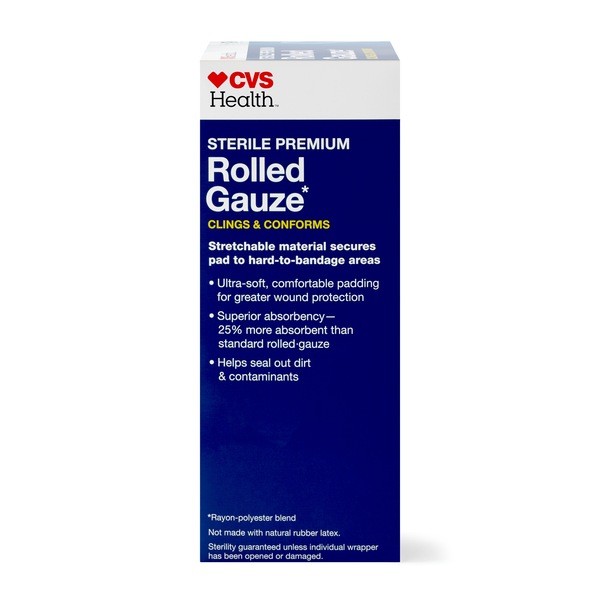 CVS Health Sterile Premium LatexFree Rolled Gauze, 4 IN x 2.1 YD, 5 ct