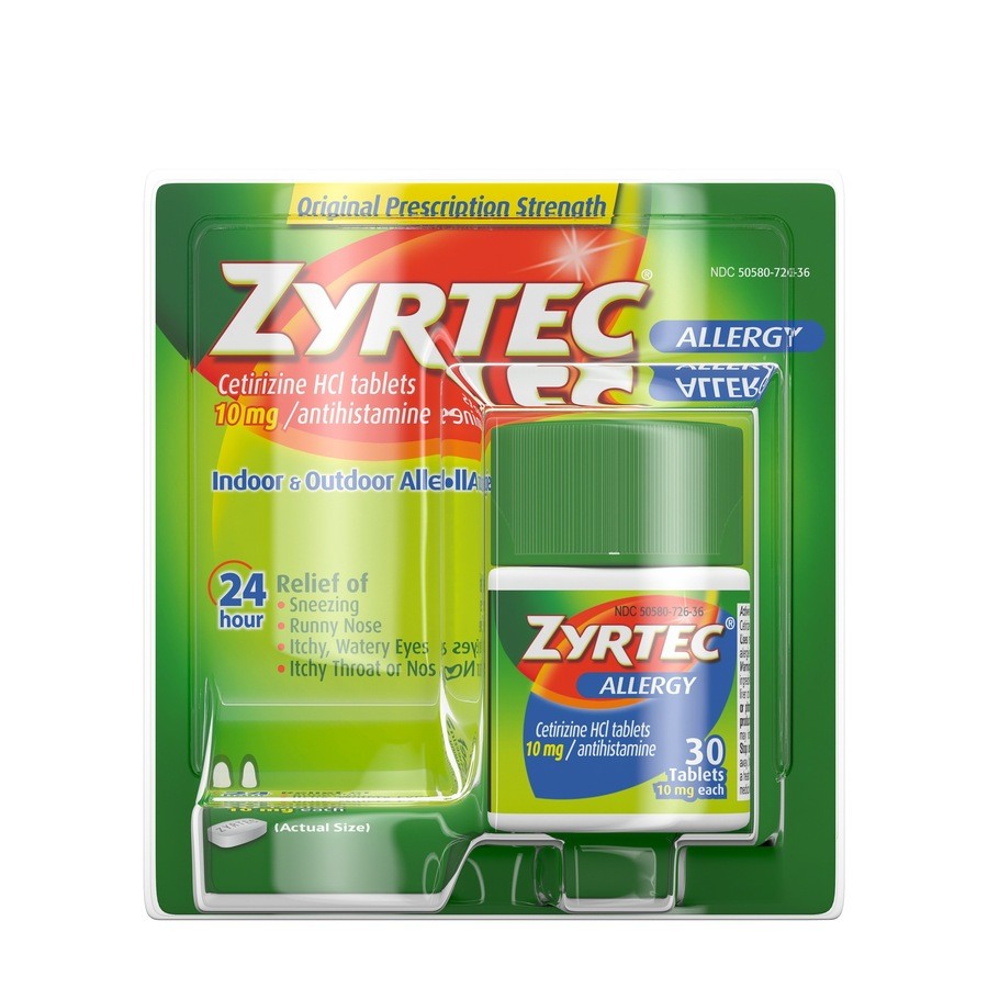 Zyrtec 24HR Allergy Relief Tablets with, 10 mg Cetirizine HCl, 30ct