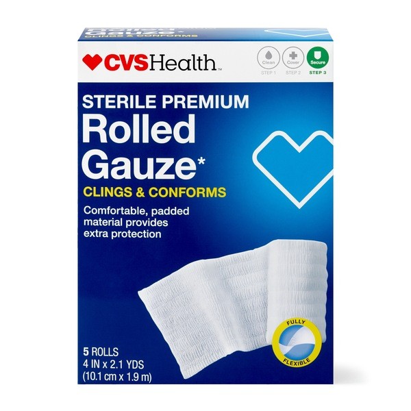 CVS Health Sterile Premium LatexFree Rolled Gauze, 4 IN x 2.1 YD, 5 ct Best Deals and Price