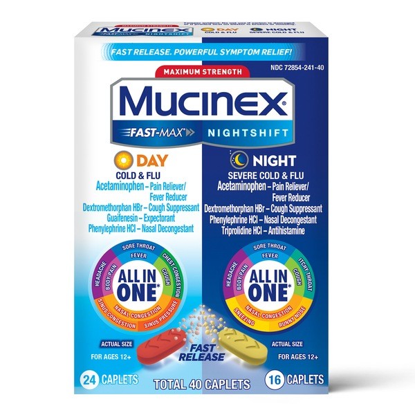 Mucinex FastMax Cold and Flu & Nightshift Severe Cold and Flu Caplets