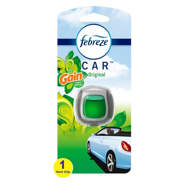 Febreze CAR OdorFighting Air Freshener, Vent Clip with Gain Scent