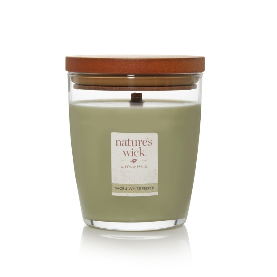 Nature's Wick Crackle Burning Jar Candle, Sage & White Pepper, 10 oz