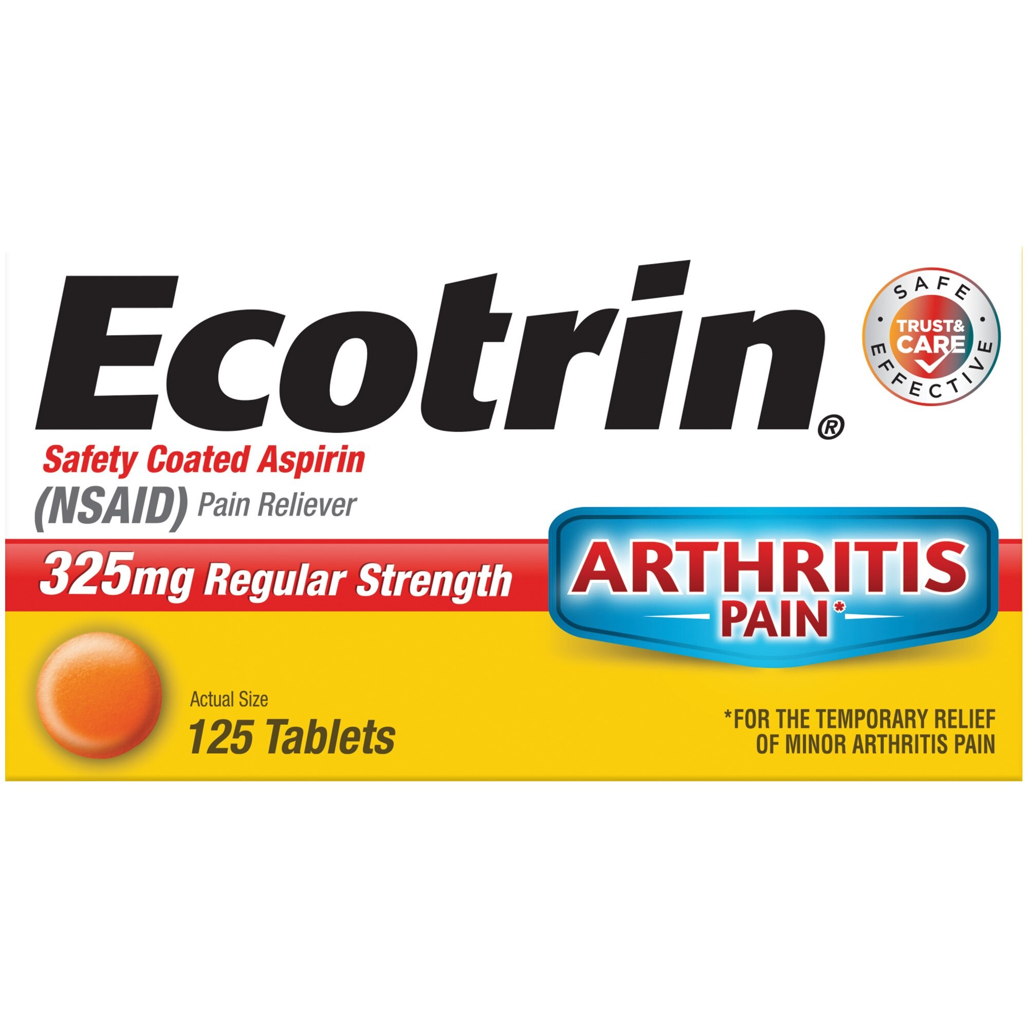 Ecotrin Regular Strength Arthritis Pain Safety Coated Aspirin Tablets ...