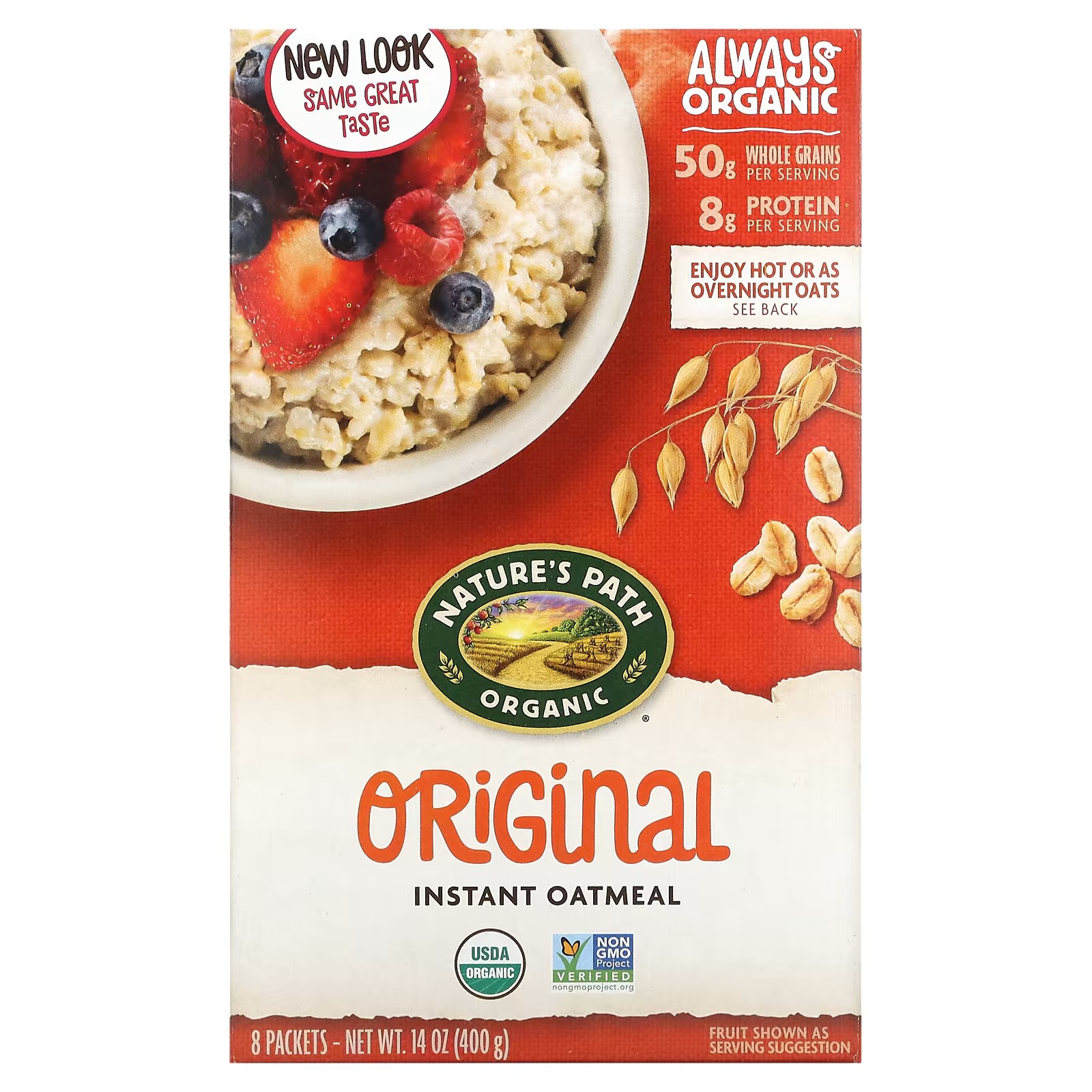 Oatmeal Original Nature's Path, Organic Instant Oatmeal, Original, 8 Packets, 14 oz (400 ...
