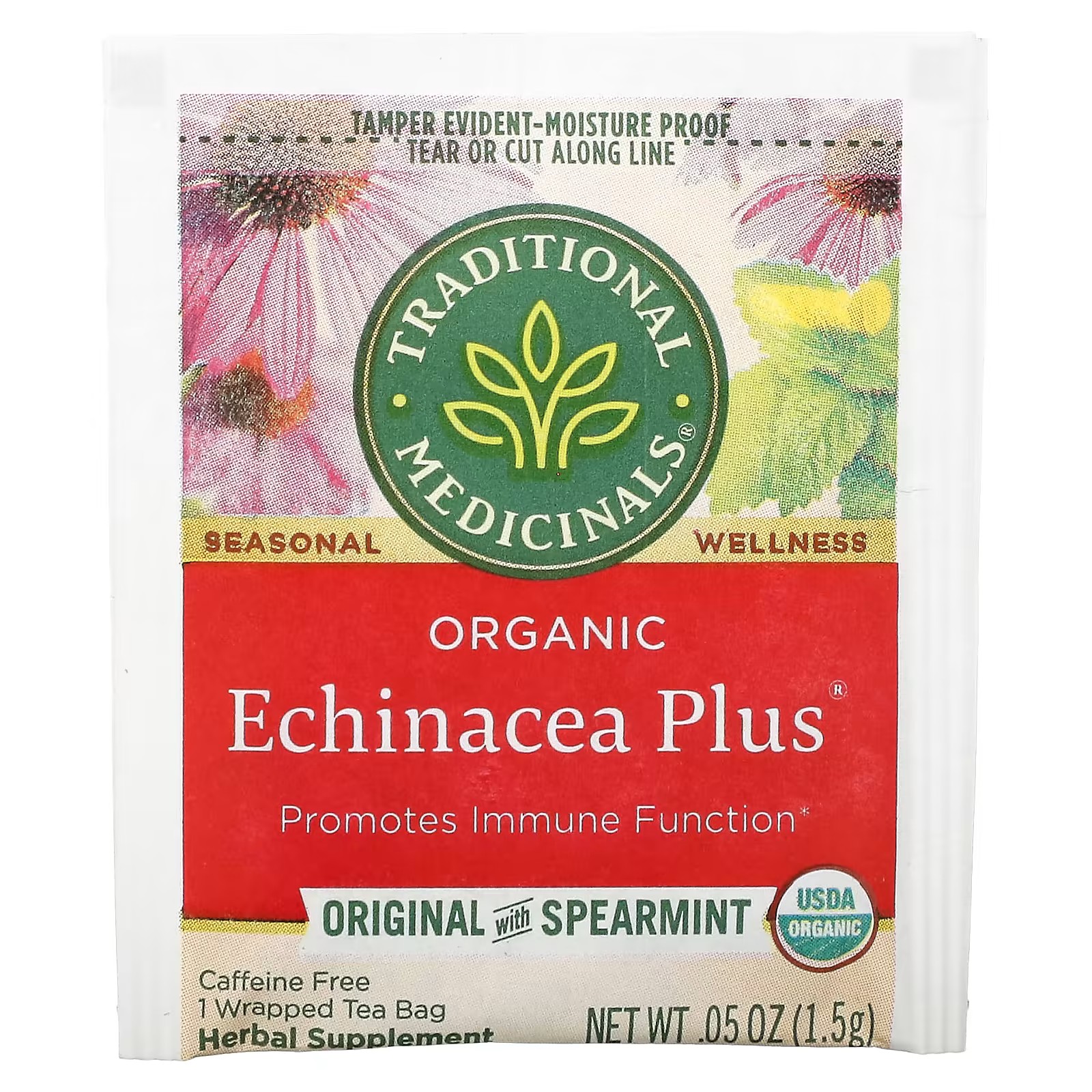 Traditional Medicinals, Organic Echinacea Plus, Original with Spearmint, Caffeine Free, 16