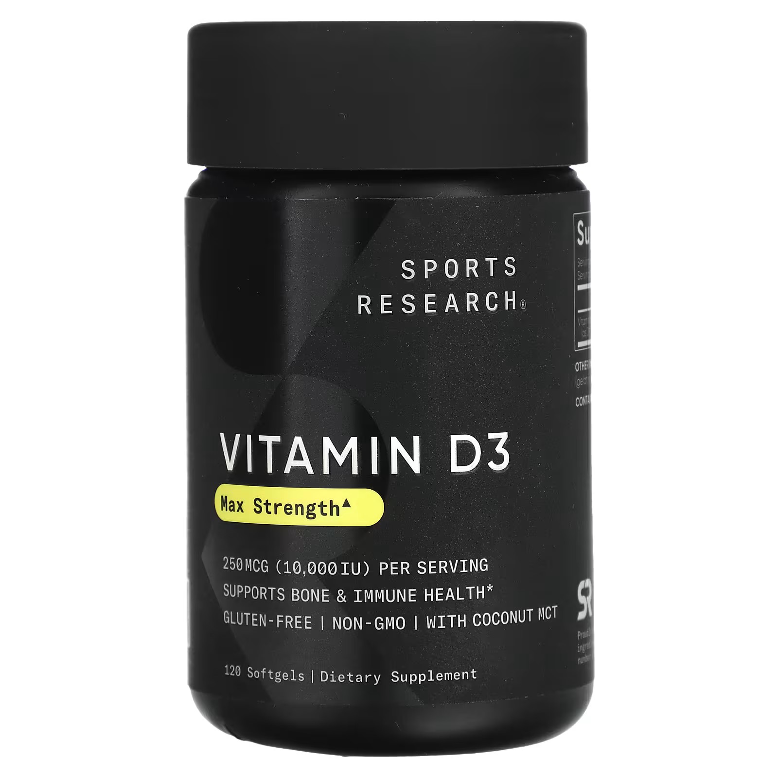 Sports Research, Vitamin D3, Max Strength, 250 mcg (10,000 IU), 120