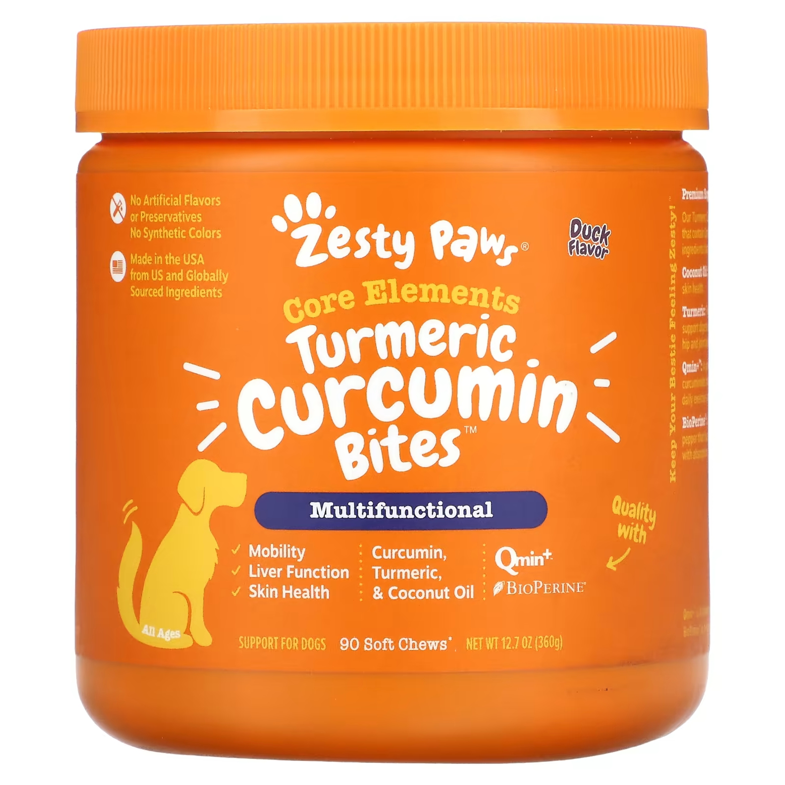 Zesty Paws, Turmeric Curcumin Bites for Dogs, Multifunctional, All Ages