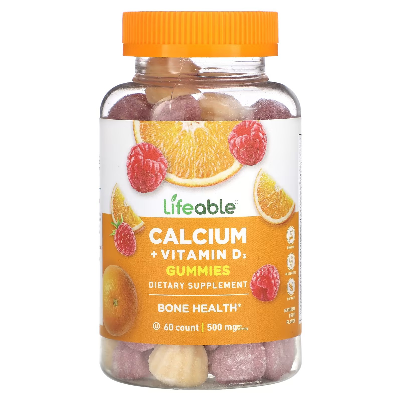 Lifeable, Calcium + Vitamin D3 Gummies, Natural Fruit, 60 Gummies Best