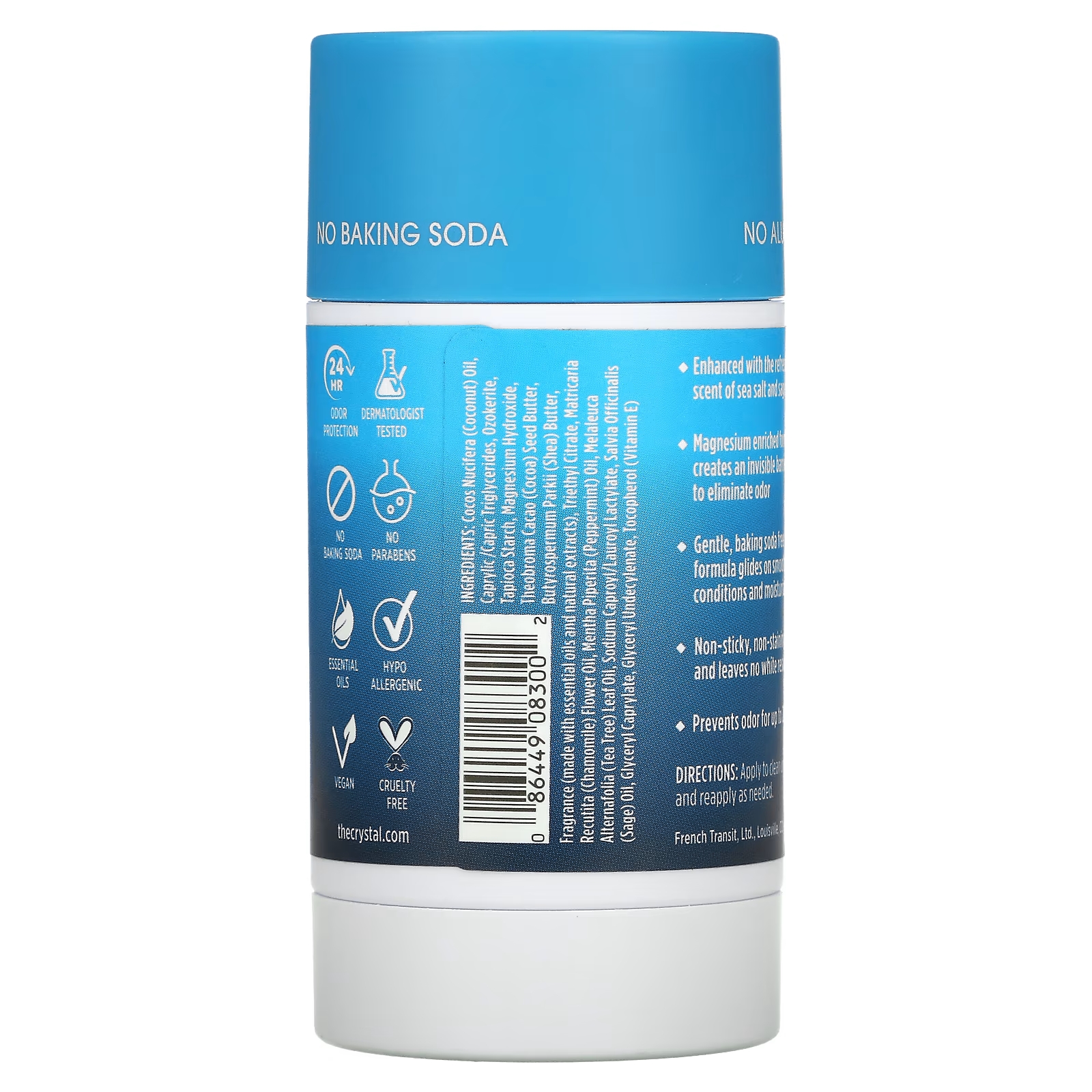 Crystal Body Deodorant, Magnesium Enriched Deodorant, Sea Salt + Sage