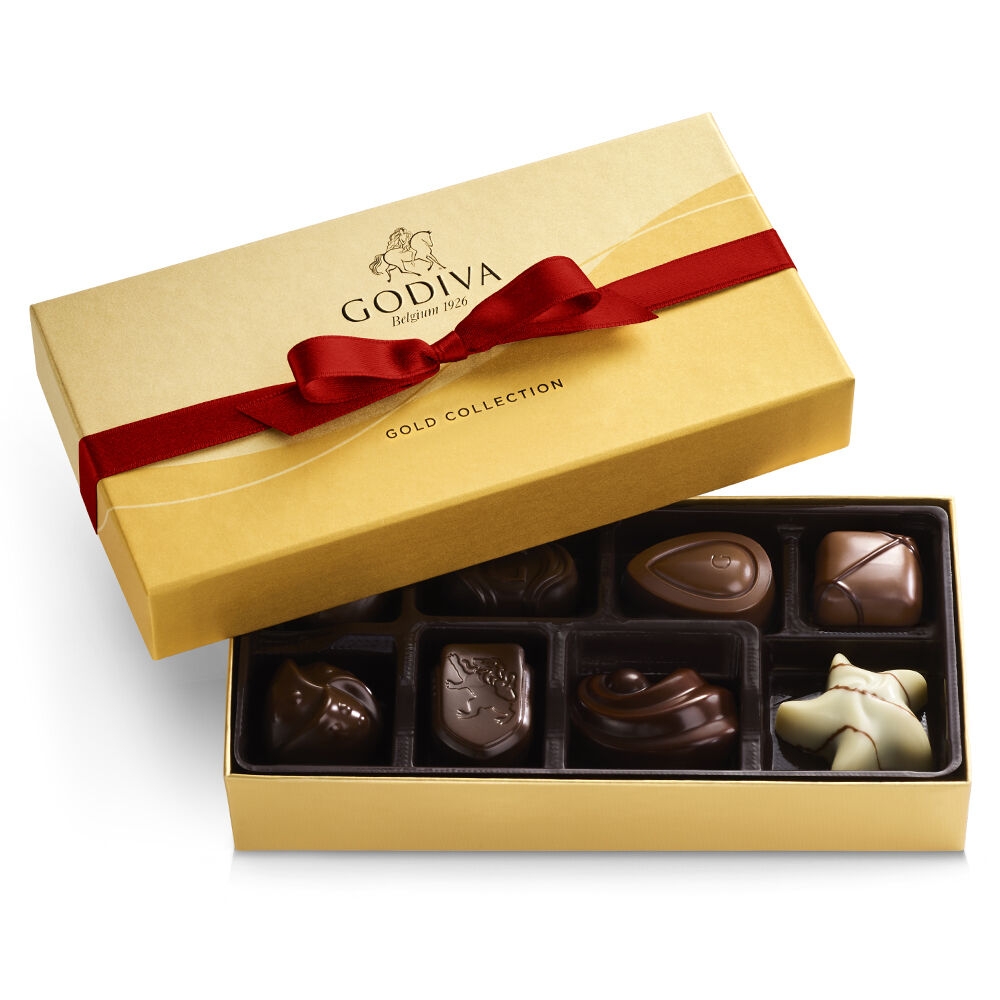 Godiva Assorted Chocolate Gold Gift Box, Red Ribbon, 8 pc. Die besten