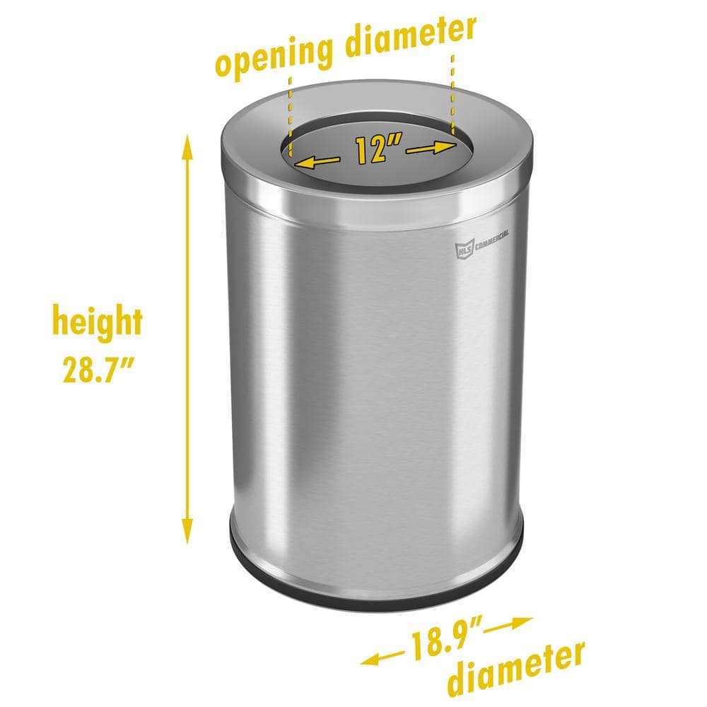 HLS Commercial 13 Gallon Elliptical Open Top Stainless Steel Trash Can