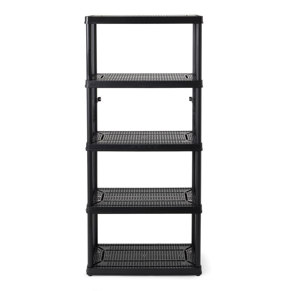 GRACIOUS LIVING Black 5Tier Plastic Garage Storage Shelving Unit (32