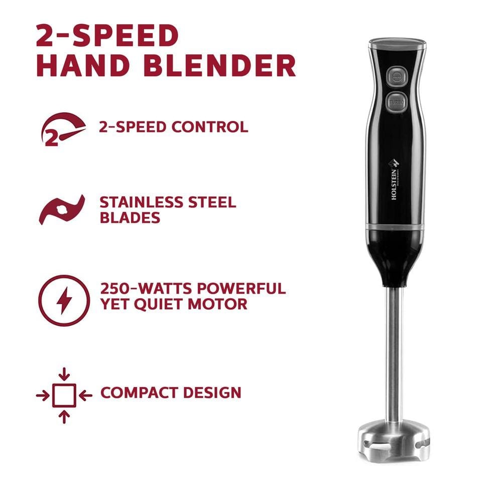 HOLSTEIN HOUSEWARES 2Speed Black Immersion Blender With 17oz. BPAFree