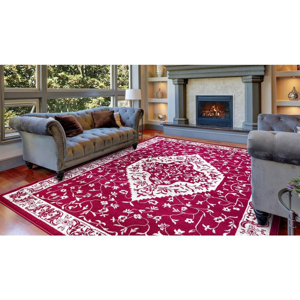 Jefferson Collection Pearl Heriz Red 7 ft. x 9 ft. Medallion Area Rug