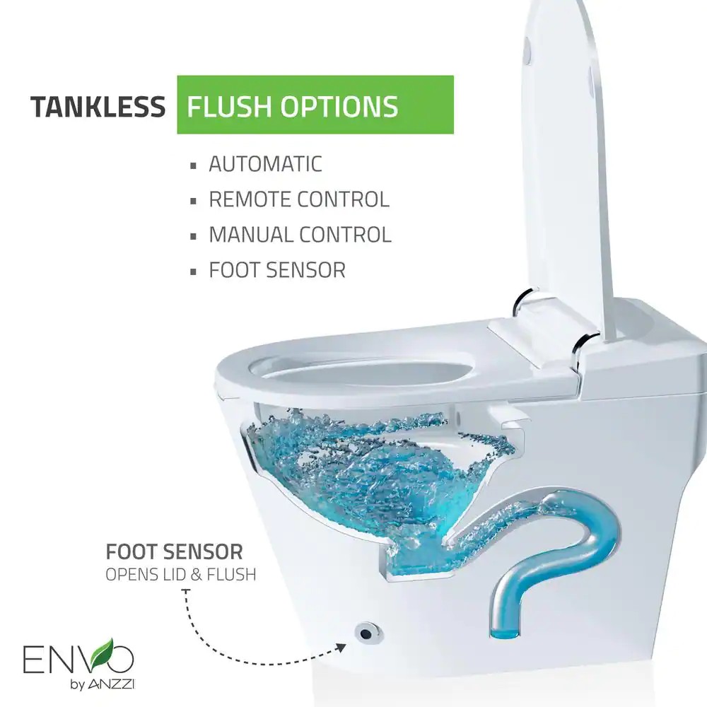 ENVO Echo Elongated Smart Toilet Bidet in White with Auto Open, Auto ...