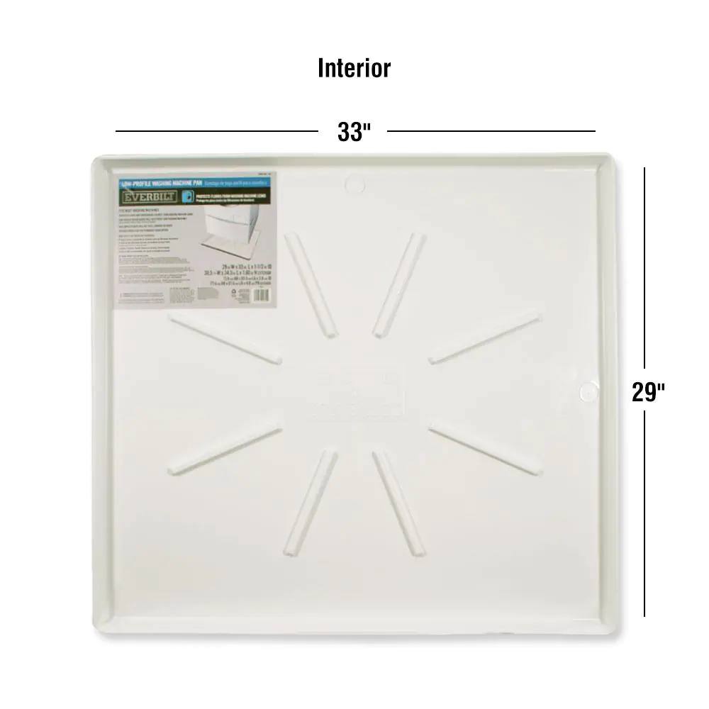 29 in. x 33 in. Low Profile Washing Machine Drain Pan in White Best