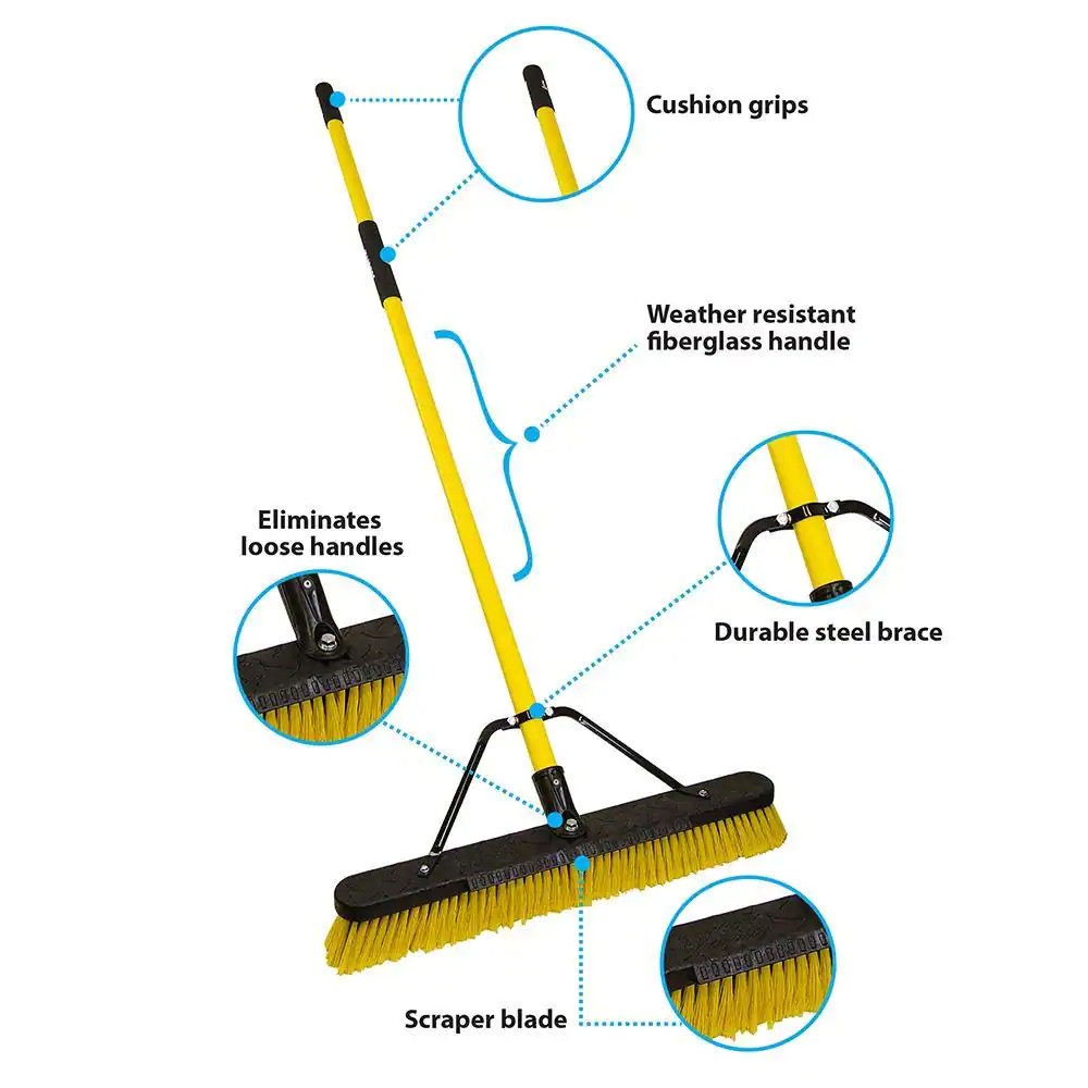 Quickie Jobsite 24 in. Multi-Surface Fiberglass Push Broom 857FGJSHDSU ...