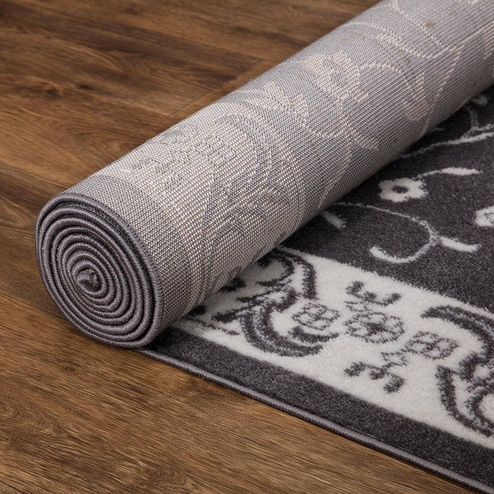 Jefferson Collection Pearl Heriz Gray 5 ft. x 7 ft. Medallion Area Rug