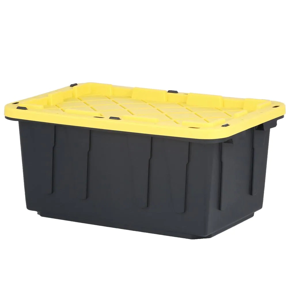 17 Gal. Tough Storage Tote In Black With Yellow Lid Melhores Ofertas E ...