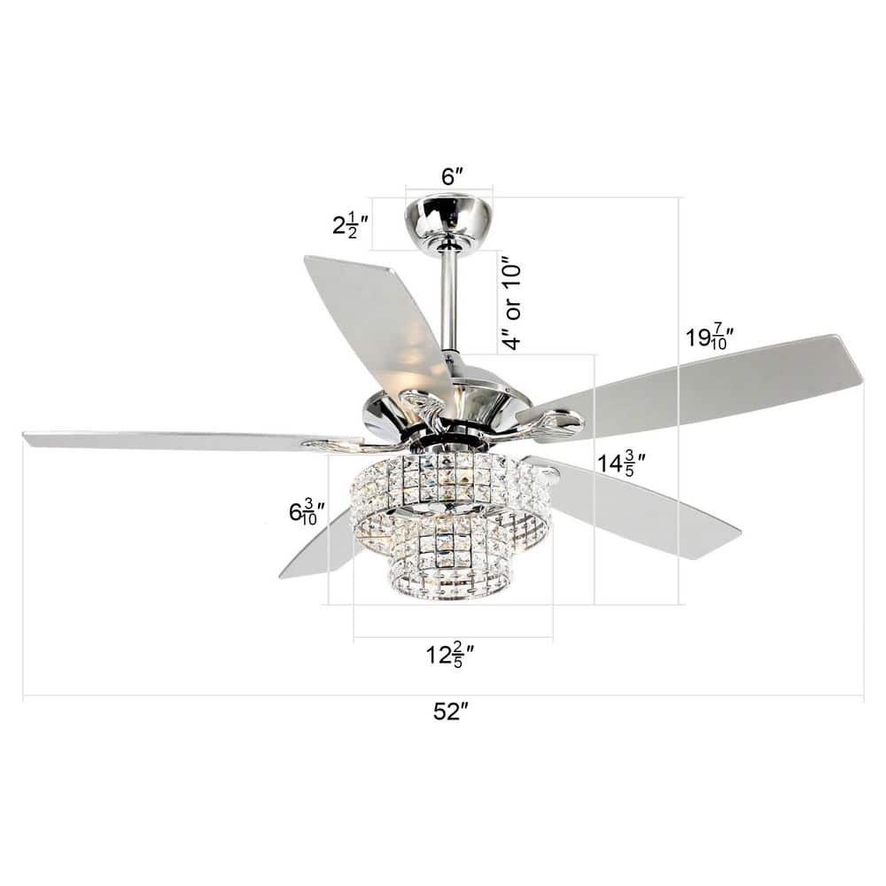 Howell 52 in. Indoor Downrod Mount Crystal Chrome Ceiling Fan