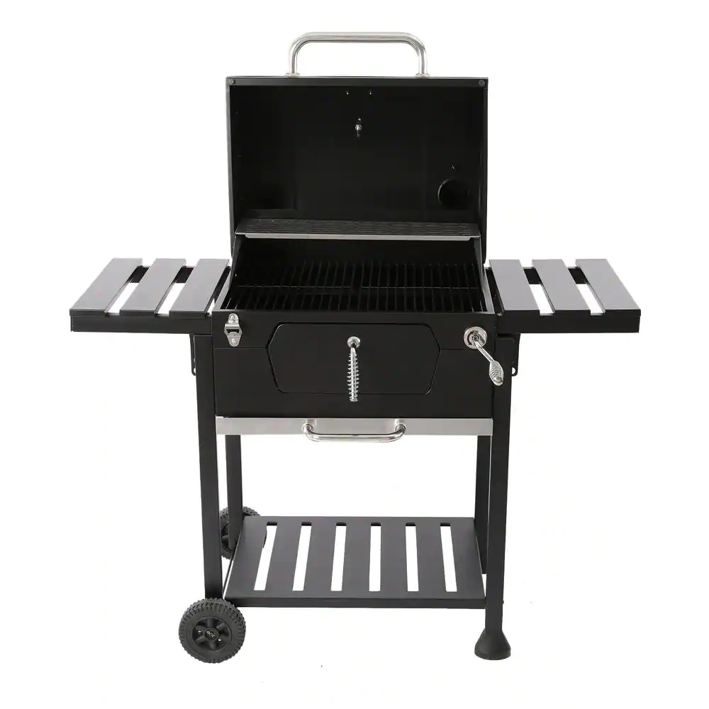 Charcoal Grill with 2 Side Table in Black Plus a Cover Best Deals and