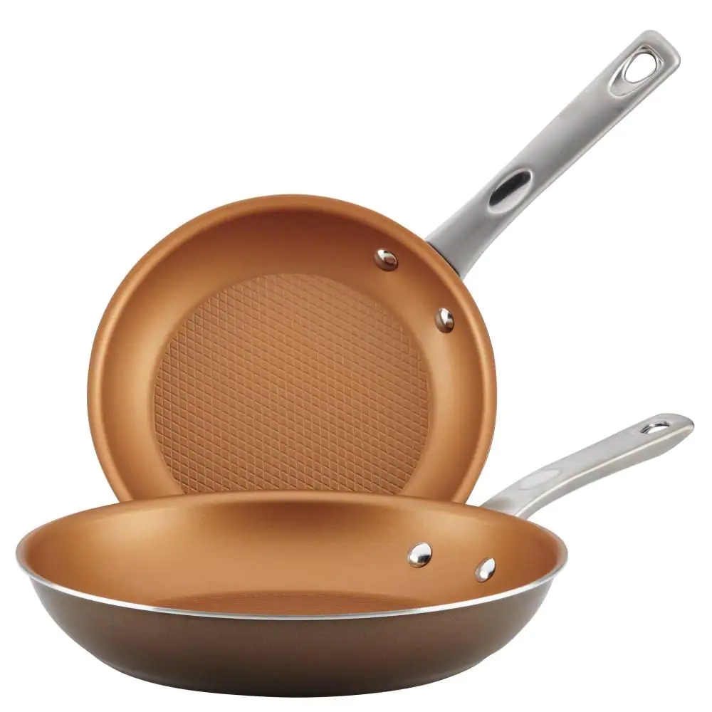 Home Collection 2Piece Aluminum Nonstick Skillet Set in Brown Sugar