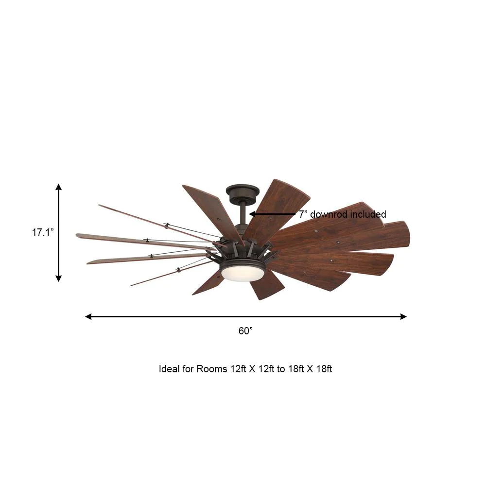 Trudeau 60 in. LED Indoor Espresso Bronze Ceiling Fan with Light Kit