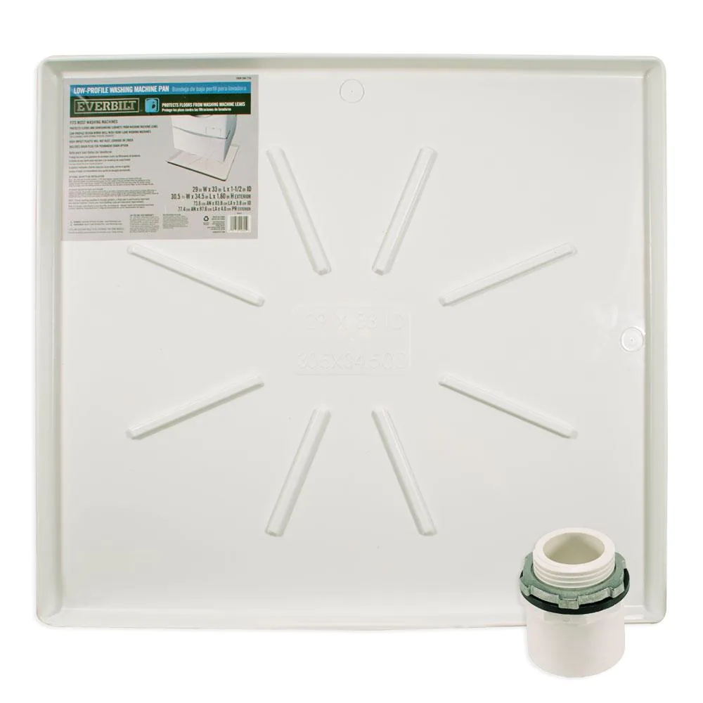 29 in. x 33 in. Low Profile Washing Machine Drain Pan in White Best