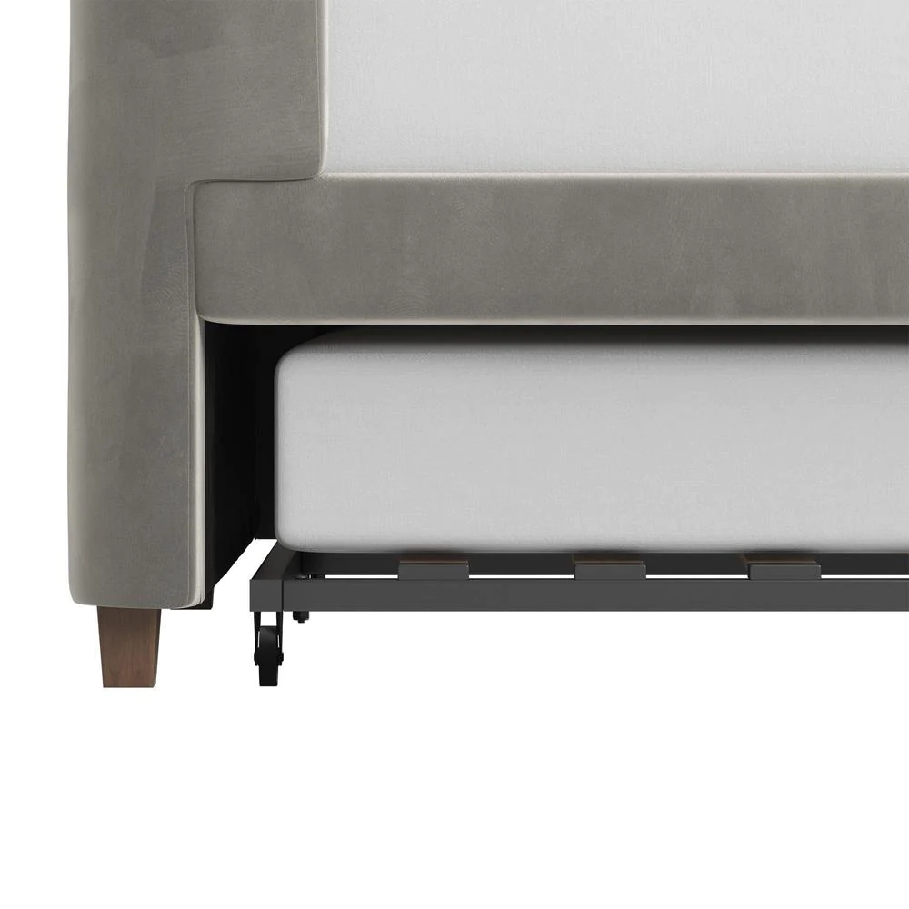 Valentina Gray Velvet Upholstered Twin Size Daybed with Trundle Best