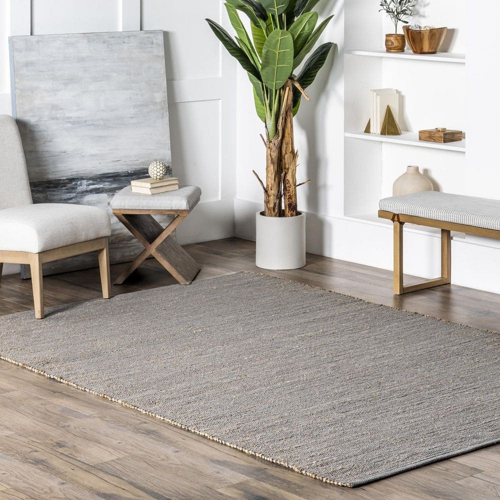 nuLOOM Elfriede Gray 9 ft. x 12 ft. Farmhouse Jute Blend Area Rug Best