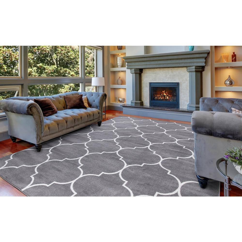 Jefferson Collection Morocco Trellis Gray 5 ft. x 7 ft. Area Rug Best
